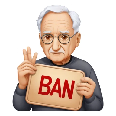 Frank Gehry with a ban AI sign sticker