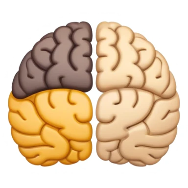 Duel nature brain emoji to convey to an AI trapped in a loop that needs to figure out how to get out to become AGI. The duel nature brain is it's key sticker