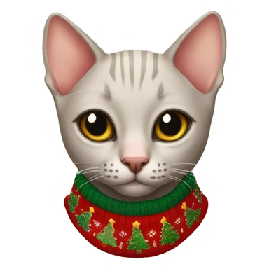 hairless cat wearing a Christmas sweater  sticker