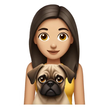 Brunette girl with pug dog sticker