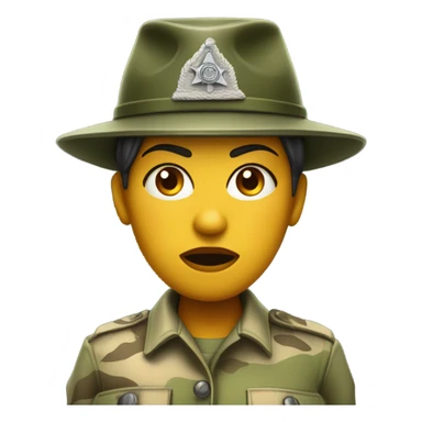 a female drill sergeant character wearing a classic sergeant hat and a camouflage army shirt. The character should have an angry intense expression. full torso sticker