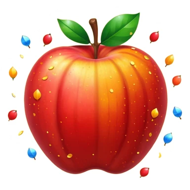 Una manzana roja con naranja con rayos que explotan y llena de confeti  sticker