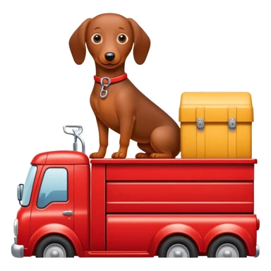 Weenie dog driving work truck with snap on tool boxes in the bed sticker