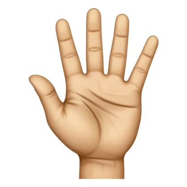 a human right hand emoji giving the "Scram" (Get out of here!) sign with palm facing the viewer, fingers clenched touching the palm, and the thumb extended out to the right side. This emoji can also be used to signify thumbing a ride (hitchhiking). sticker