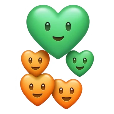 Chiama emoji con tre cuori uno verde uno azzurro e uno arancione. sticker