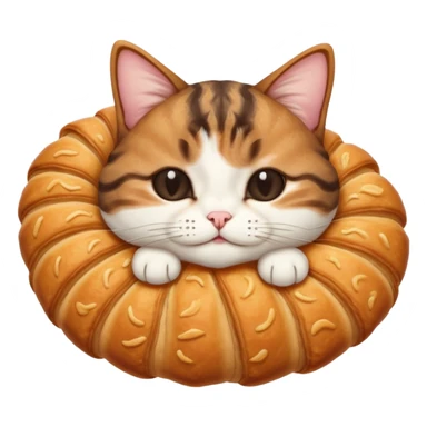 dark brown tabby and white cat in croissant position upside down with eyes closed sticker