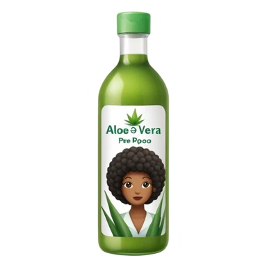 Bottle of Aloe Vera Pre-Poo. The label on the bottle should have a picture of a black woman with afro. sticker