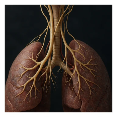 vagus nerve branching towards the lungs, hyper realistic 4K style, anatomical details, scientific atmosphere sticker