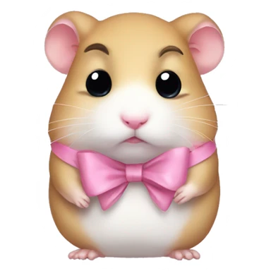 Sad hamster meme with pink bow sticker