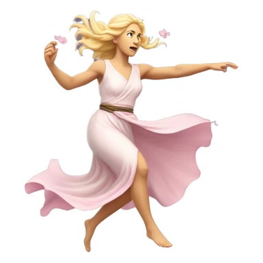 blonde cherry blossom Pagan goddess sprinting, with a large stride and arms outstretched sticker
