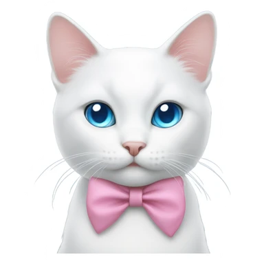 white cat with a pink bow and blue eyes sticker