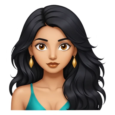 Alluring indian woman shiny long black tousled hair sticker