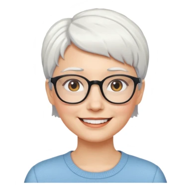 visage femme a lunettes cheveux courts blancs sticker