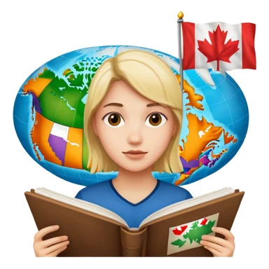 A person studying with a map of Canada in the background sticker