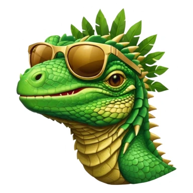 rich capitalist iguana head with golden glossy sunglasses sticker