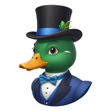 Create a mallard which has a hat and a monocle
 sticker