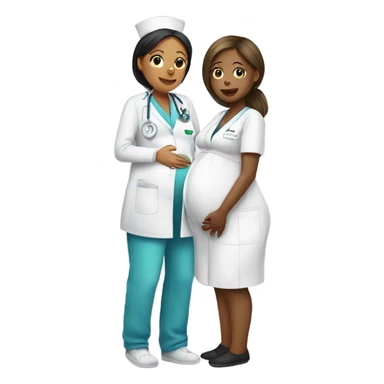 pregnant women with a nurse  sticker