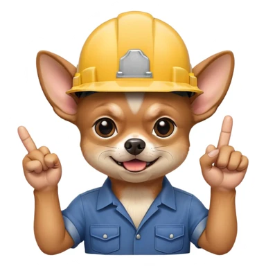 Angry chihuahua with hardhat middle finger sticker