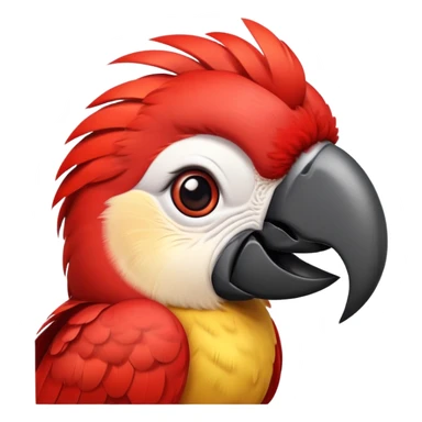 cinematic-cute-macaw-portrait-emoji,-head-tilted-playfully-and-inquisitively,-with-a-dazzling-red-plumage-and-round,-sparkling-eyes-filled-with-charm,-simplified-yet-irresistibly-adorable-features,-highly-detailed, white beak sticker