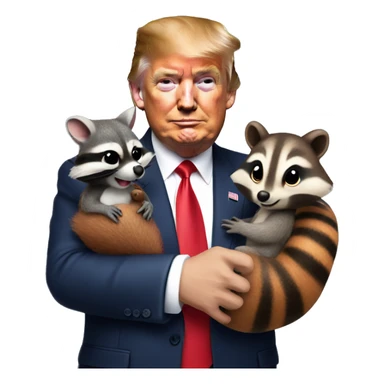 Donald trump holding a squirrel and raccoon  sticker