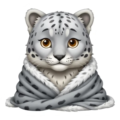 Shivering snow leopard with blanket sticker