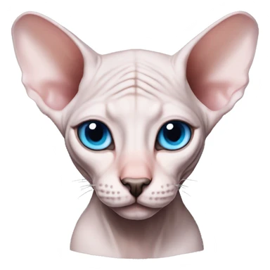 Pink grey canadian sphynx cat with elf ears blue eyes and black nose  sticker