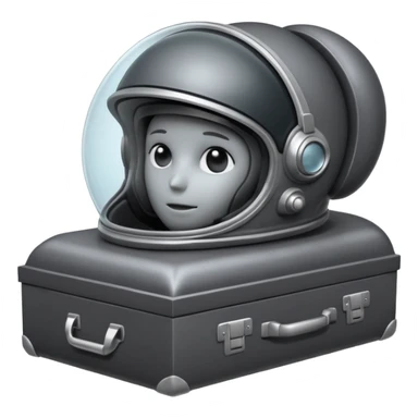bodyless dark grey astronaut helmet, NO face, empty casket sticker