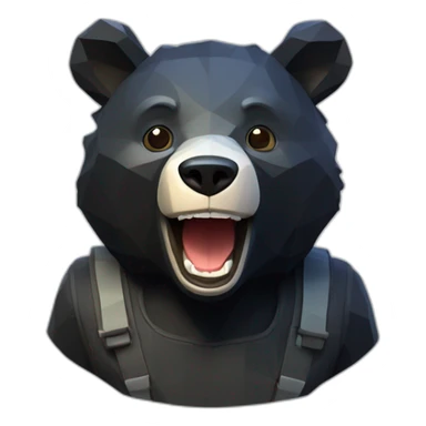 Happy Lowpoly black bear with petrol sticker
