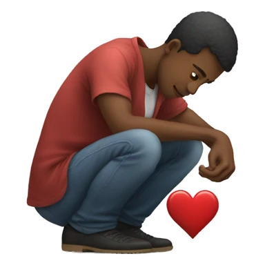 Man on knees with heart in hand sticker