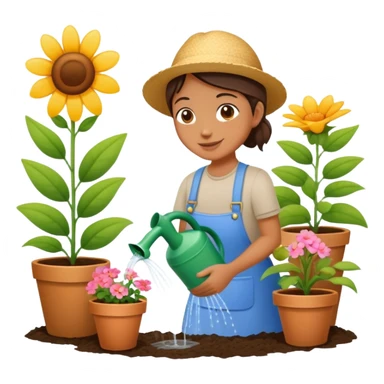 person watering flowers in a garden, happy and caring sticker