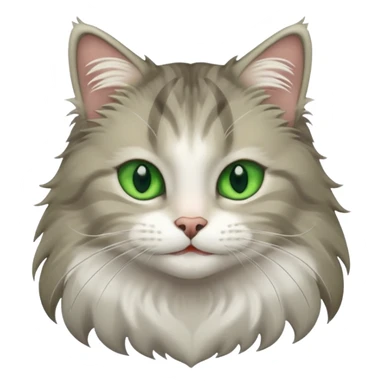 Siberian forest cat grey and white with white around eyes and green eyes smiling sticker