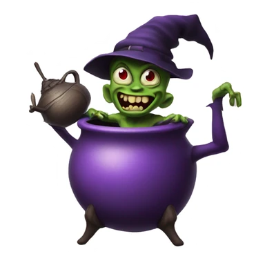 A purple goblin dancing around a witches kettle sticker
