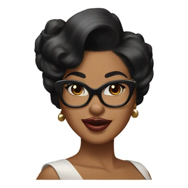 pin-up brown woman with black hair wearing 50s cat eye glasses  sticker