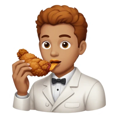 Person eating fried chicken sticker