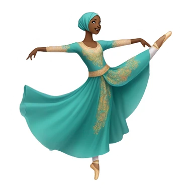 A hijabi ballet dancer emoji, mid-pose in an arabesque, wearing a flowing ballet dress and matching hijab, with delicate ballet slippers, vibrant colors, and intricate details on a transparent background.







 sticker