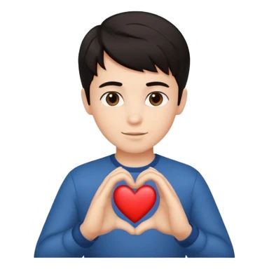 Un garçon beau qui fait un cœur avec des cheveux noir sticker