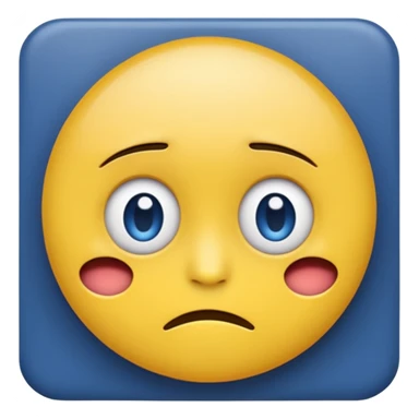 round yellow emoji face Android and Apple Color Emoji hybrid, minimal, upper half shaded with dark blue, blank wide eyes, trembling frown, silent despair, colorful, emoji-like sticker