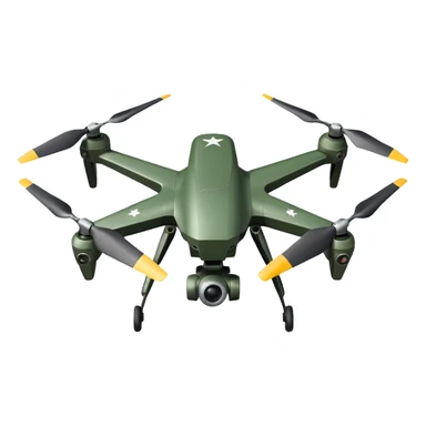 Military drone sticker, tactical UAV, army green color, strong and powerful look, minimal detail, flat vector illustration, white outline, transparent background sticker