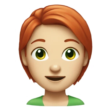 smiley woman face with short red hair an green eyes sticker