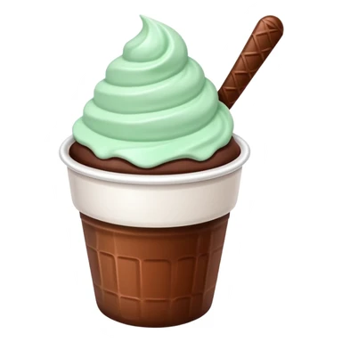 white cup with mint and chocolate ice cream sticker