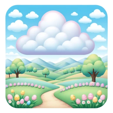 Pastel Easter puffy landscape sticker
