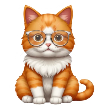 cat full body wearing glasses with clear square modern frames sticker