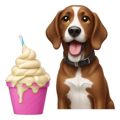  Brown dog eating ice cream  sticker