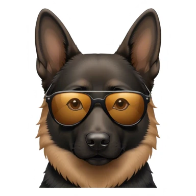 Black German shepherd wearing sunglasses sticker