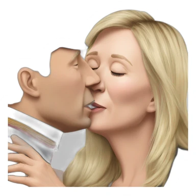 marine lepen giving a kiss to vladimir putin sticker