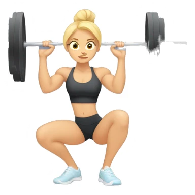 muscular blonde girl doing squat at gym  sticker