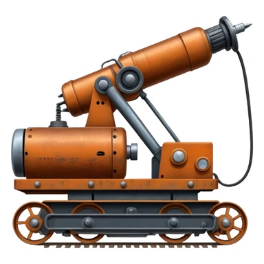 generate a rust-clear drill machine on tracks  sticker