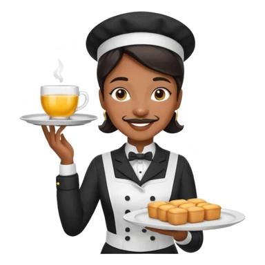 mustached black waiter woman sticker