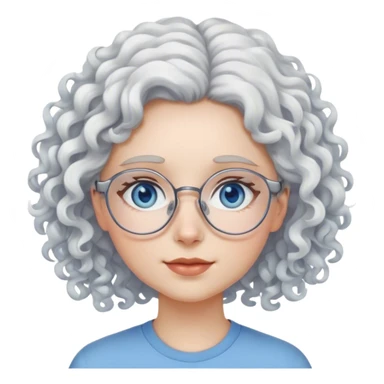 A curly-white haired girl with glasses and blue eyes. sticker