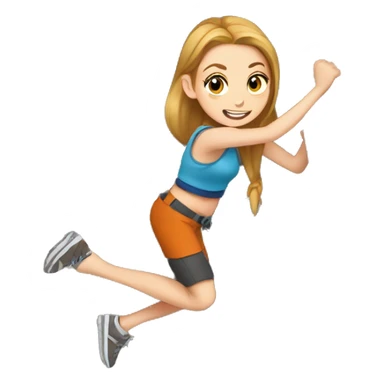 White girl with auburn ponytail climbing rock wall sticker